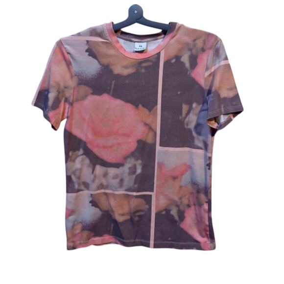 PS Paul Smith Graphic T-Shirt - Floral Haze Design - Pink/Orange - Size Small - Picture 1 of 3